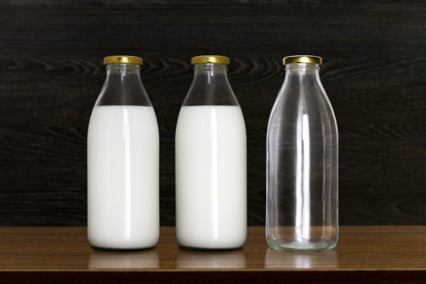 Milk bottles on a surface